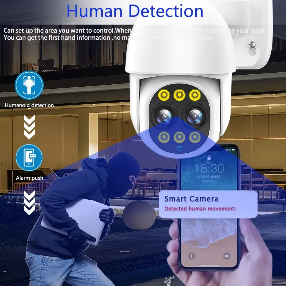 H.265+ 10CH 8CH 4K PTZ Security Dual Lens 8X Zoom Camera System 8MP Two Way Audio Цветное ночное видеонаблюдение NVR POE
