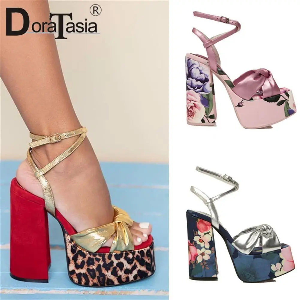 

Luxury Brand Design Ladies Mixed Colors Sandals Fashion Platform Thick High Heels Summer Women's Sandals Party Sexy Shoes Woman