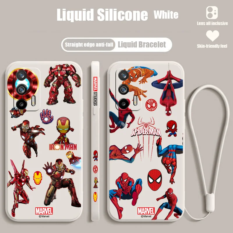 

Marvel Iron Man Fashion For OPPO Realme Q5i Q3S GT NEO 3T 2 Master XT X7 X2 V23 C30 C21Y C11 Liquid Left Rope Phone Case