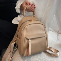 quality small solid color backpack bags for women 2022 luxury designer pu leather trendy back to school bags for teenagers girls