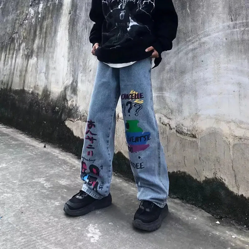 New Japanese Streetwear Hiphop Loose Straight Wide Leg Baggy Pants Men'S Trend Ruffian Handsome Versatile Original Pants Unisex