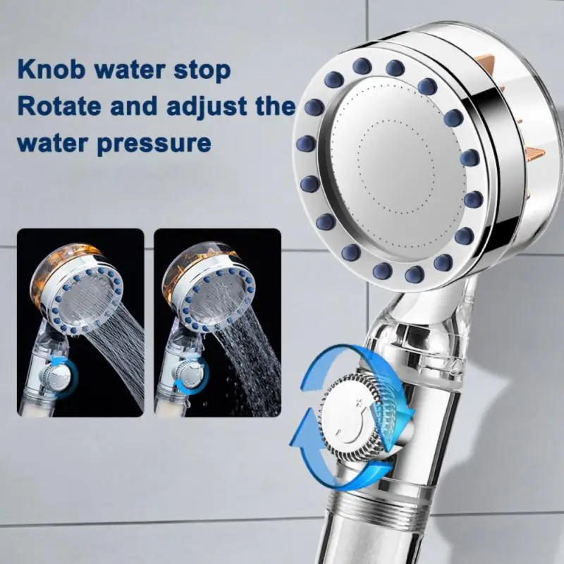 

Propeller Shower Head With Stop Button Hand Held Shower Head High Pressure Handheld Shower Nozzle Bathroom Product Water Saving