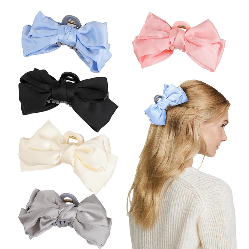 

Sweet Satin Big Bow Claw Clips for Thick Hair Elegant Large Hair Clips Women Headdress Hairpins Grab Shark Clip Pinza Pelo Mujer