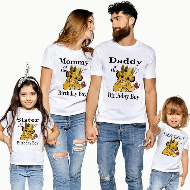 Disney Family Matching Outfits For Birthday Boy Lion King Simba Theme Mother Kids T-Shirts Baby Girl Clothes Father Daughter Son
