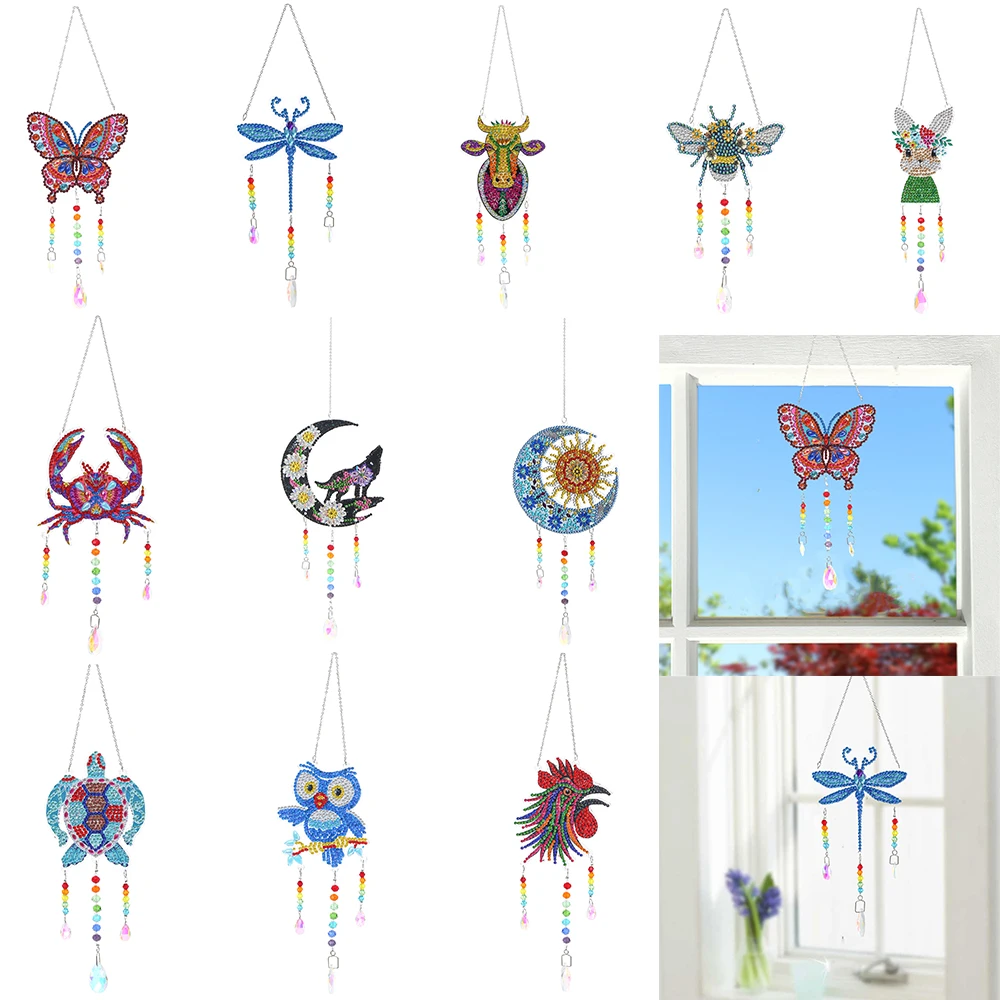 

Набор для алмазной вышивки «сделай сам», набор для рисования по номерам 5D с двухсторонней подвеской в виде колокольчика, животного