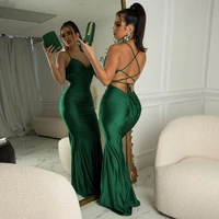 2022 womens summer new womens sexy suspenders backless fashion sleeveless pleated dress evening dress