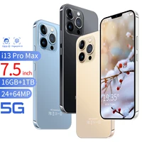 Latest I13 Pro Max smart phone 16G 1TB New 24MP 64MP 5800mAh three camera smart phone 7 5 inch Full Display Cellphones