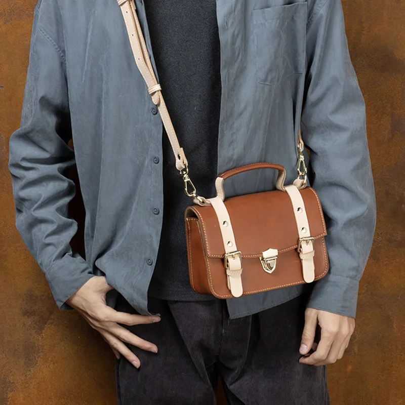 Кожаная сумка через плечо новинка 2024 модная контрастная маленькая Joker кожаная