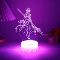 genshin impact 3d led night light game figure zhongli anime 16 colors lamp for room illusion desk decor kid birthday gift albedo