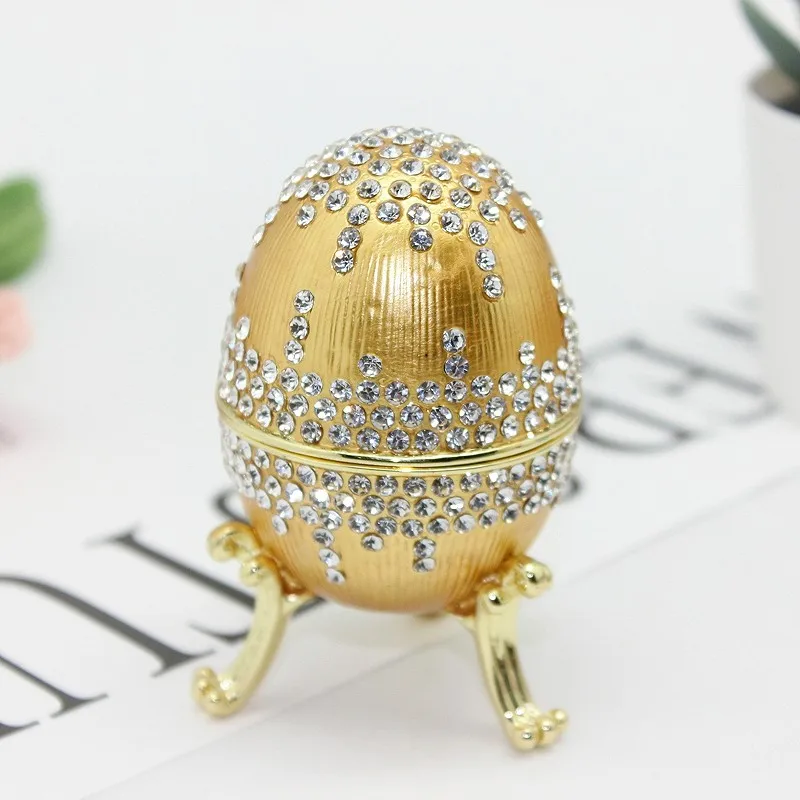 

1Pcs European style metal diamond jewelry box Easter egg jewelry jewelry storage box Fashion home decoration wedding gift