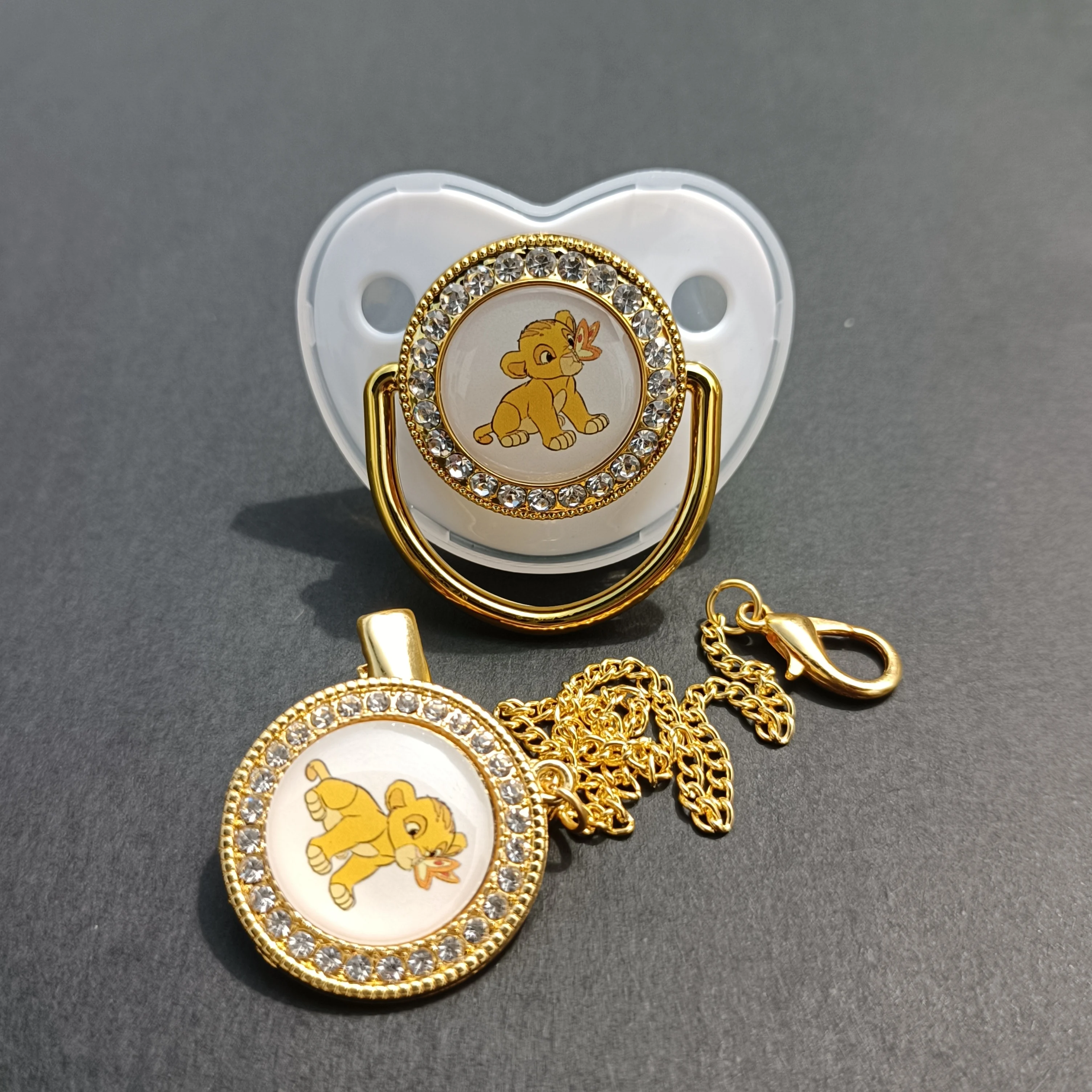 

Cartoon Lion King Baby Nipple Bead Bling and Nipple Clip Cover Baby Feeding Silicone Nipple Holder Baby Nipple Cover Personalise