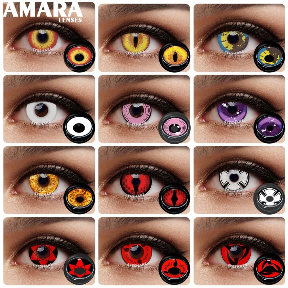 AMARA Color Contact Lenses For Eyes 2pcs Anime Cosplay Colored Lenses Blue Purple Halloween Lenses Contact Lens Beauty Makeup