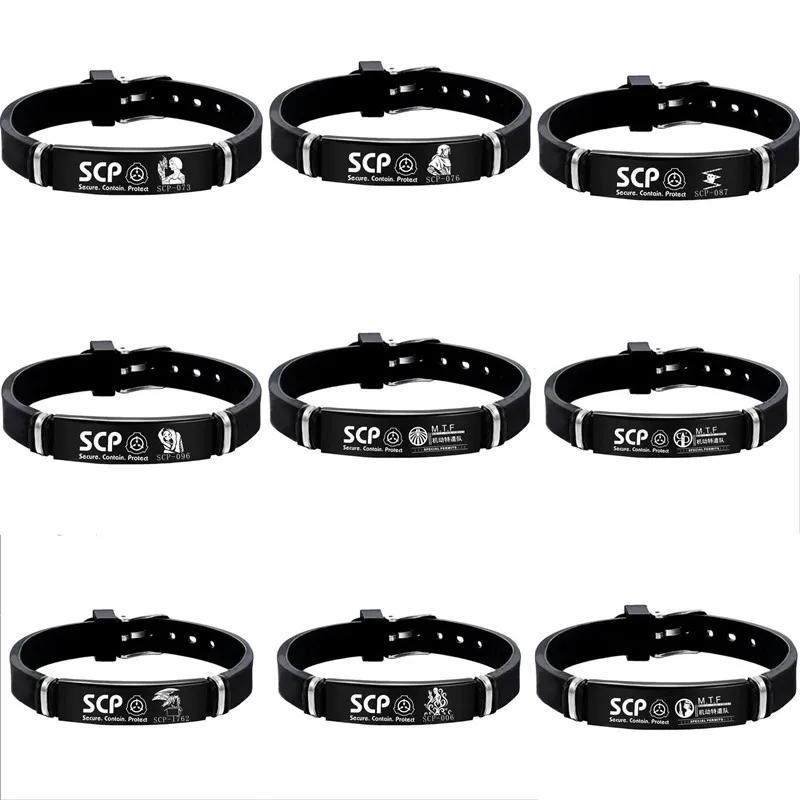 

Portable Bracelet SCP Special Containment Procedures Foundation Logo Cosplay Titanium Steel Bracelet Task Force Monster Gift