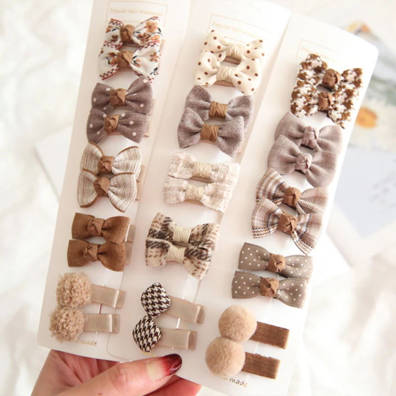 5/10Pcs Bowknot Baby Girl Hairpins Cute Floral Plaid Dot Children Hair Clips Hairpin Kid Barrettes Headwear Accessorie - купить по