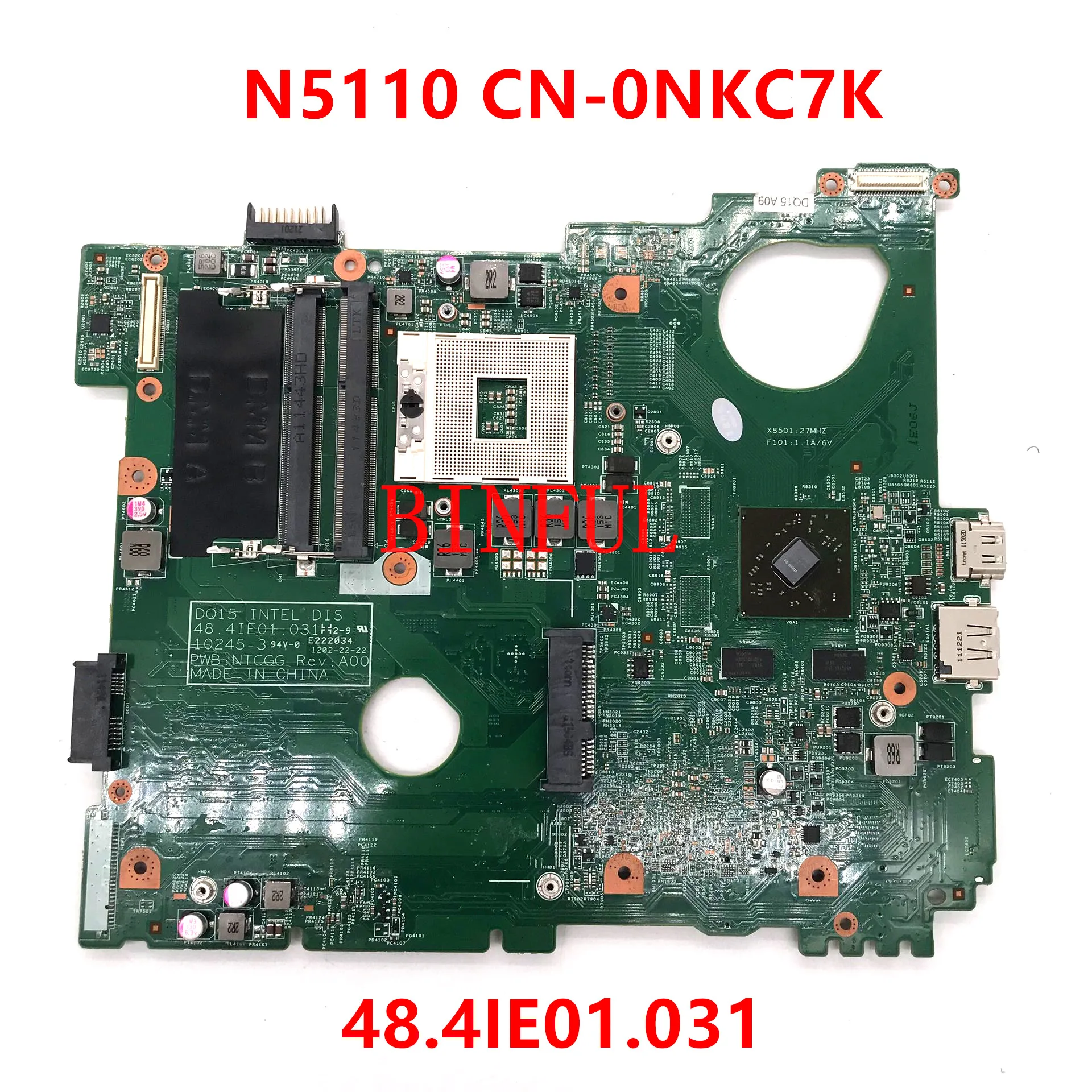 Free Shipping High Quality Mainboard For DELL 15R N5110 Laptop Motherboard CN-0NKC7K 0NKC7K NKC7K HM67 DDR3 100% Full Tested OK