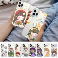 cute girls phone case for iphone 11 12 13 mini pro xs max 8 7 6 6s plus x 5s se 2020 xr clear case