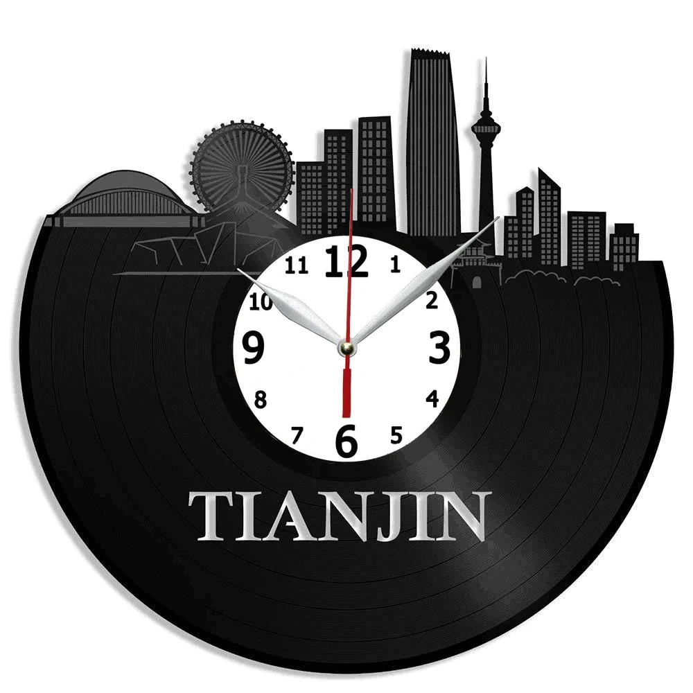 

Виниловые настенные часы Tianjin Skyline с уникальным декором для дома или офиса, отличные идеи для подарка