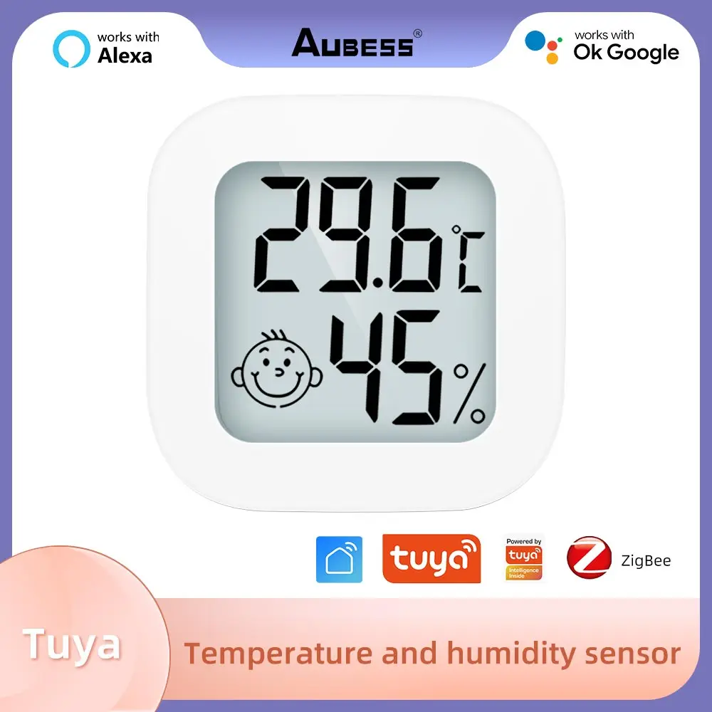 

Aubess Tuya ZigBee 3.0 Humidity Temperature Sensor APP Real-time Remote Monitoring Smart Home Work With Alexa Google Home