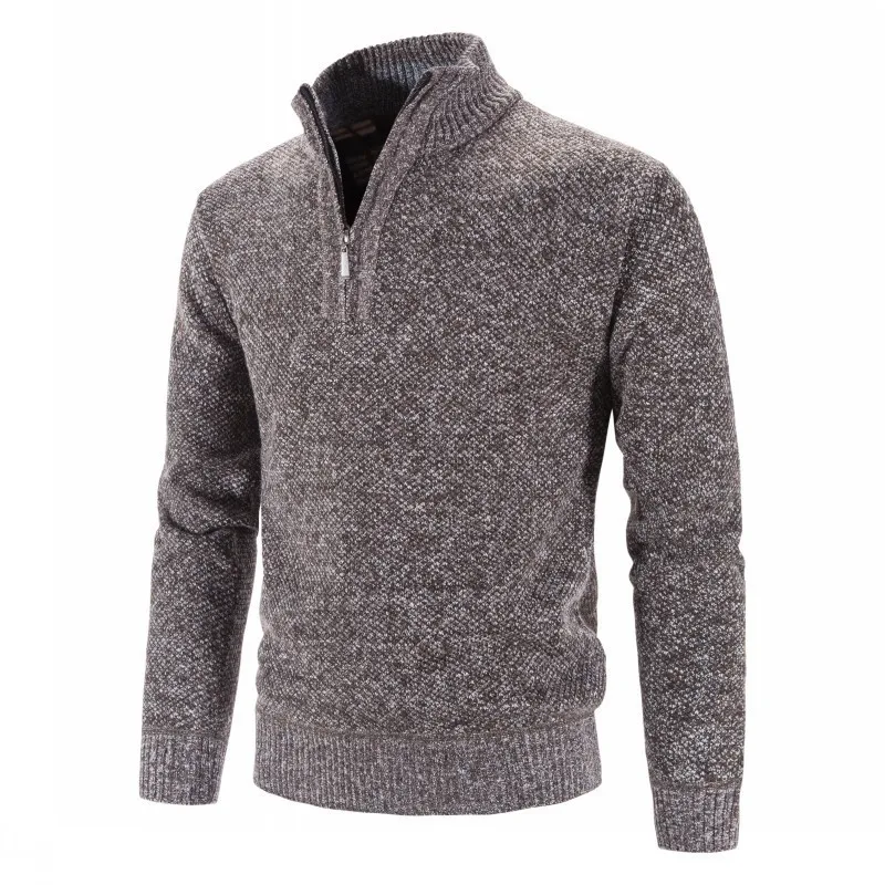 

Winter Men's Fleece Thicker Sweater Half Zipper Turtleneck Warm Pullover Quality Male Slim Knitted Wool Sweaters for Spring