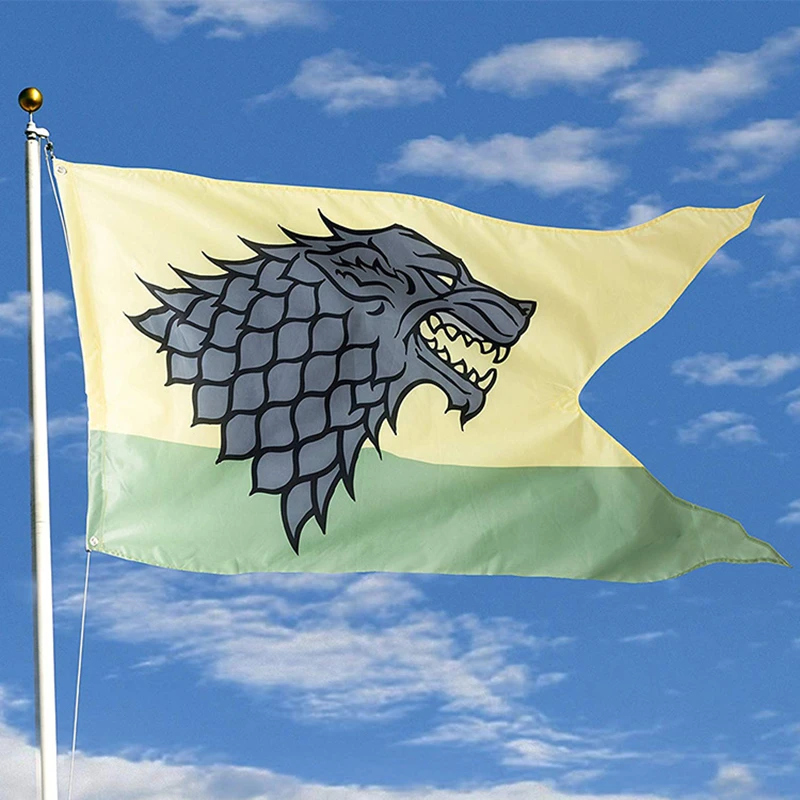 

Printed Painting Wolf Embroidery House Stark Landscape Room Decoration Three-Headed Dragon Animals Forestay Flags For Yacht Boat