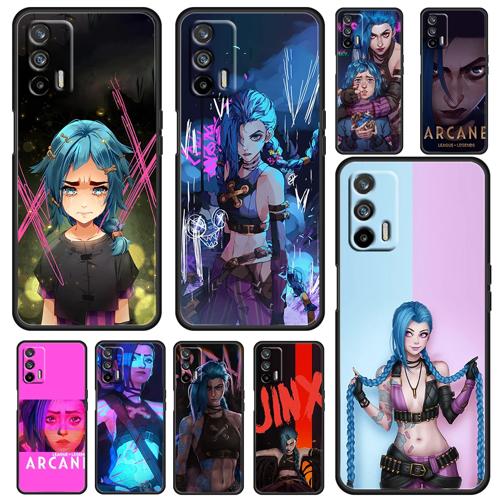 

Arcane Jinx League-of-Legends For OPPO Realme GT Explorer Master Neo Flash Edition C21 C20 C15 C11 C3 Soft Black Phone Case