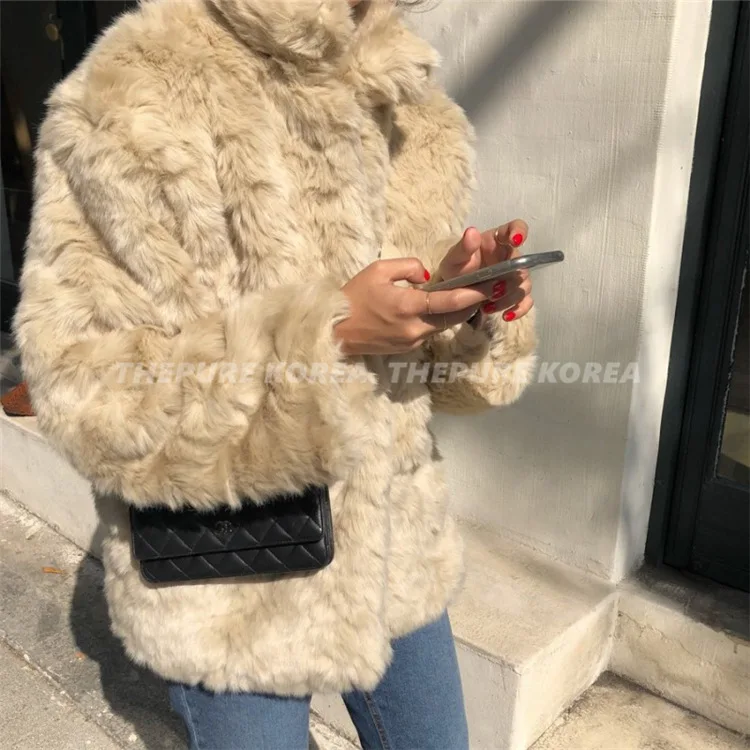 Autumn Winter Artificial Fur Lamb Coat Women's Hidden Button Plush Short Coat Revival Style Outerwaer Winter Jacket Women Warm