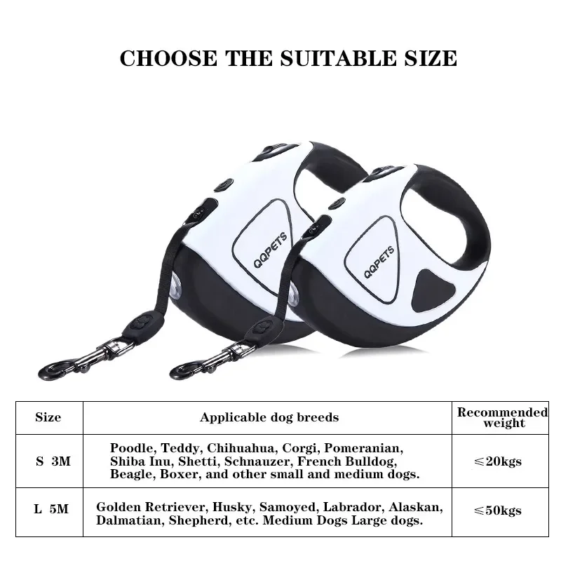 Выдвижной поводок для собак со светодиодной подсветкой 3 м 5 автоматическая