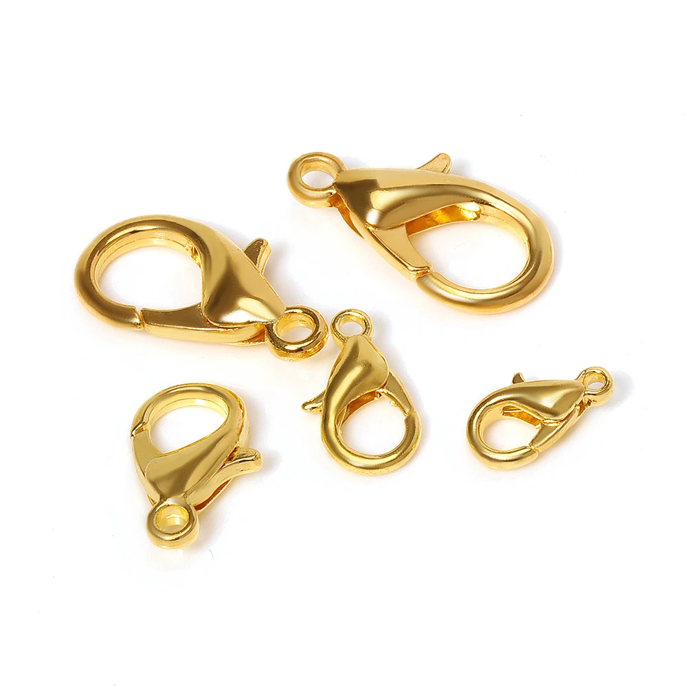 100pcs/Lot  10 12 14 16mm Lobster Clasps for Necklaces Bracelets DIY Bulk Hook Jewelry Making Findings Chain Closure Accessories