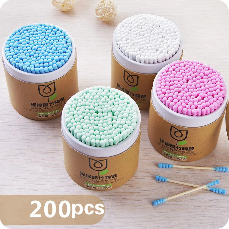Baby Cotton Swabs 200pcs/Box Bamboo Wood Sticks Soft Buds Cleaning of Ears Tampons Cotonete Pampons Health Beauty |