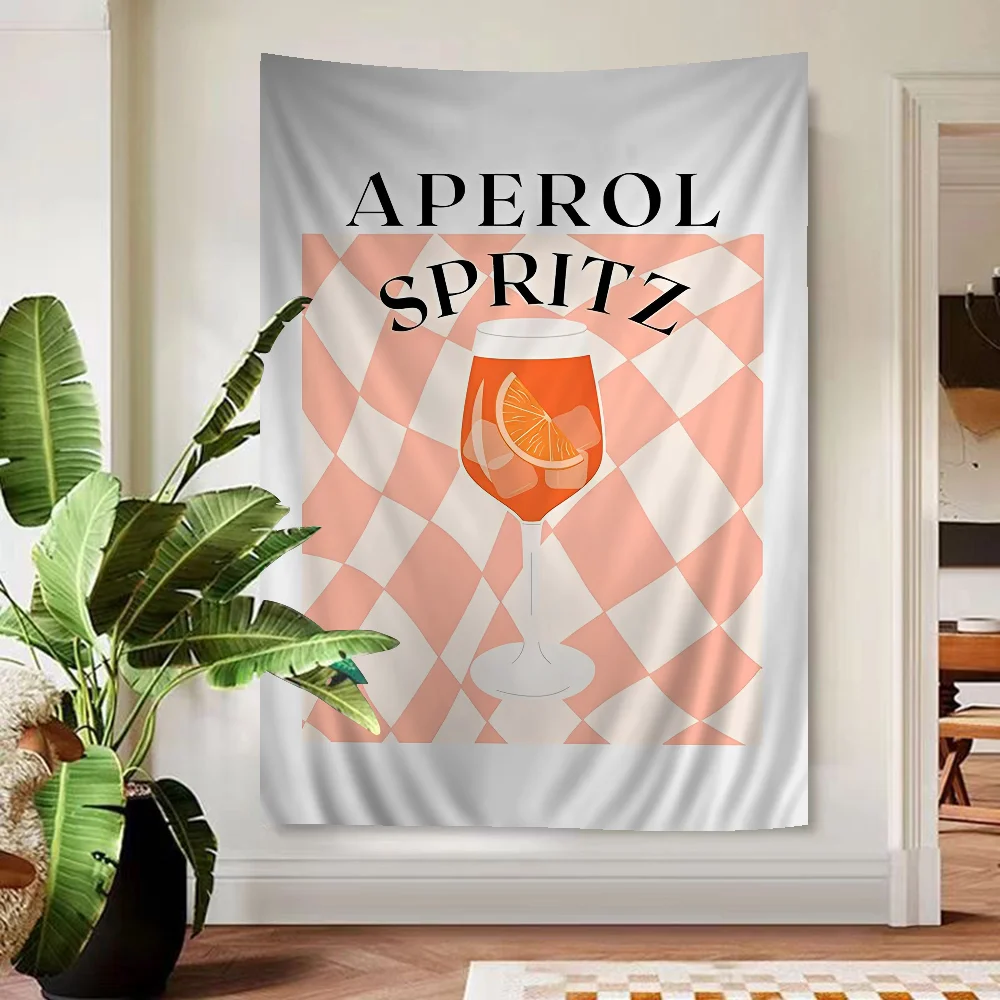 Мультфильм фруктовый сок Аперол Сприц красочный гобелен настенный дешевый хиппи