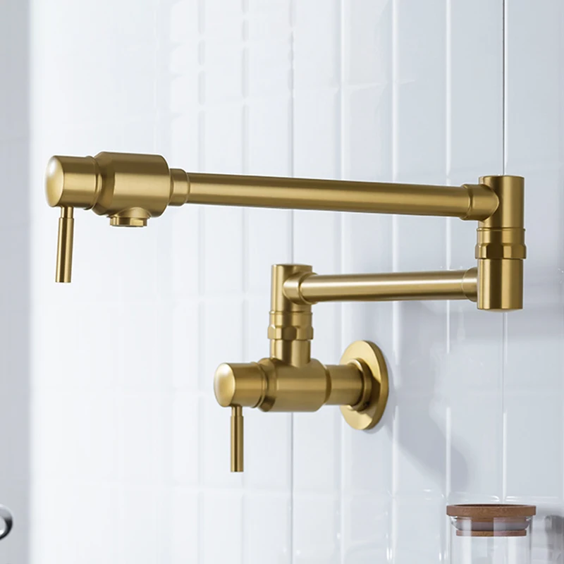 Латунный двойной выключатель кухонный Настенный Складной кран одиночный