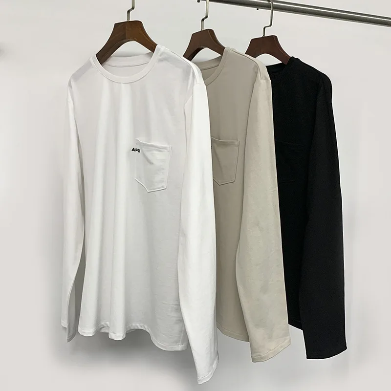 

Niche Designer Left Pocket Embroidered T-Shirt Cotton Loose Basic Top