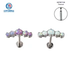 ASTM F136 титановый комплект зубцов с внутренней резьбой, Опаловый кластер для губ, гвоздики, завитка ушной раковины, пирсинг для тела, ювелирные изделия