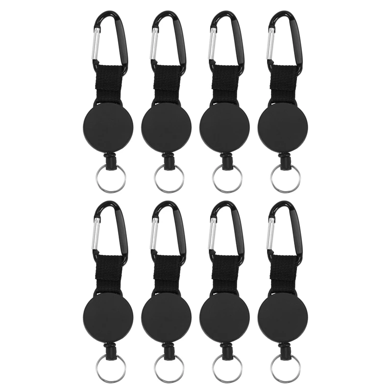 

8 Pieces Heavy Duty Retractable Keychain Retractable Badge Holder Reel Clip With 64Cm Steel Wire Rope