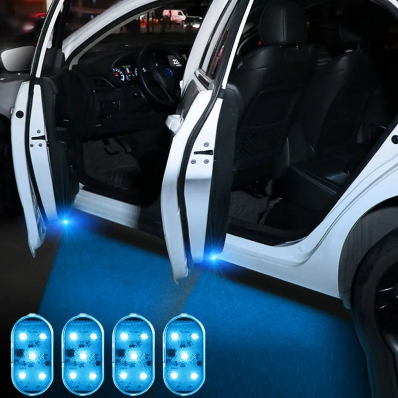 

2Pcs Led Car Door Welcome Light Wireless USB Charging Auto Open Door Safe Anti-collision Signal Lamp Magnetic Control
