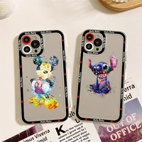 disney watercolor art mickey minnie stitch princess phone case for iphone 11 12 13 mini pro max 14 pro max case shell
