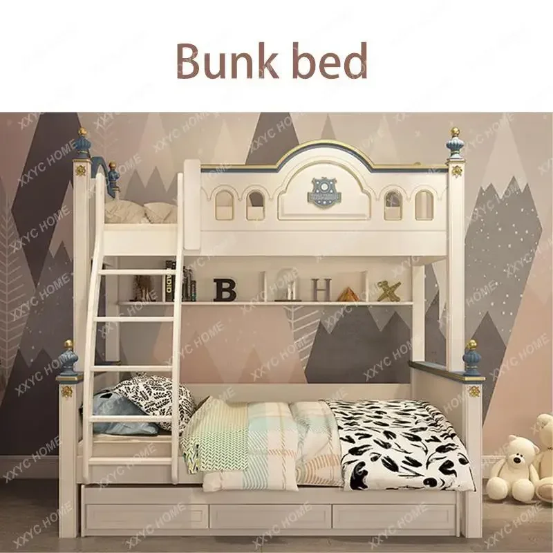 Легкая роскошная милая белая кровать для мальчиков и девочек двухъярусная