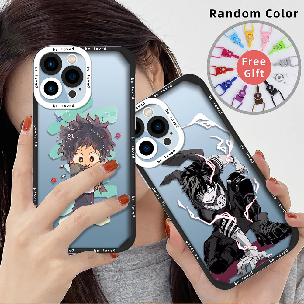 

Soft Silicone Phone Case for iPhone 13 14 11 12 Pro Max Mini XS XR X 7 8 Plus Shockproof Clear Anime My Hero Academia Back Cover