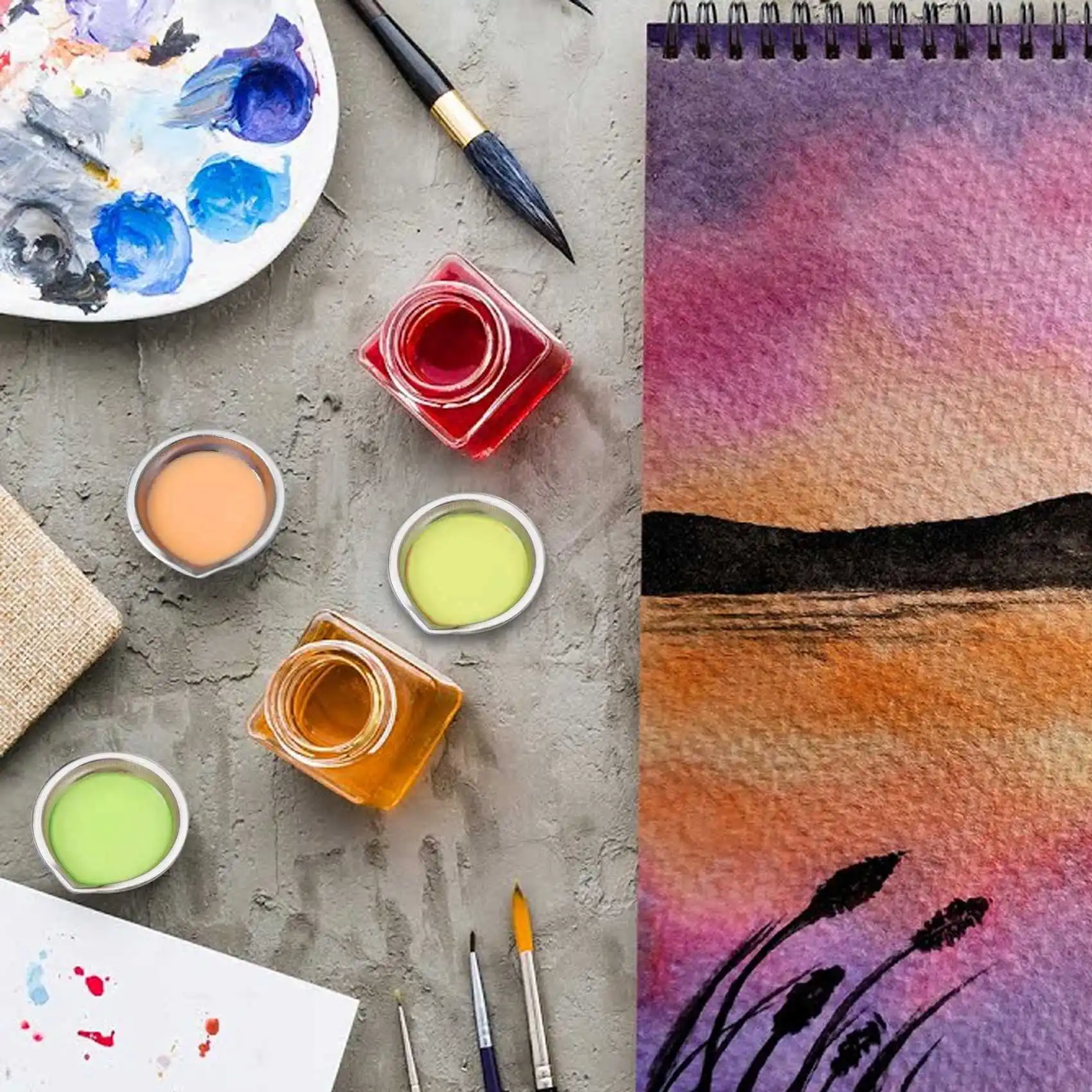 12 шт. палитра для макияжа маленький круглый лоток краски из нержавеющей стали