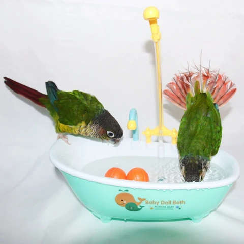 Q1JB автоматическая Ванна с попугаями, ванночка с птицами, ванночка для душа с птицами, ванночка с кормушкой, миска с попугаями, аксессуары для ванны и душа, прочные