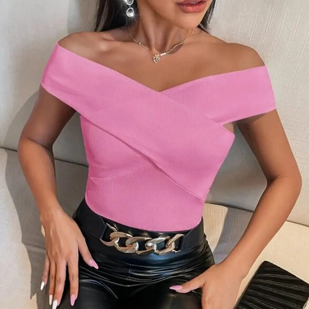 

Fashion Wrinkle-free Off Shoulder Women Blouse Women Pullover Multicolor Backless