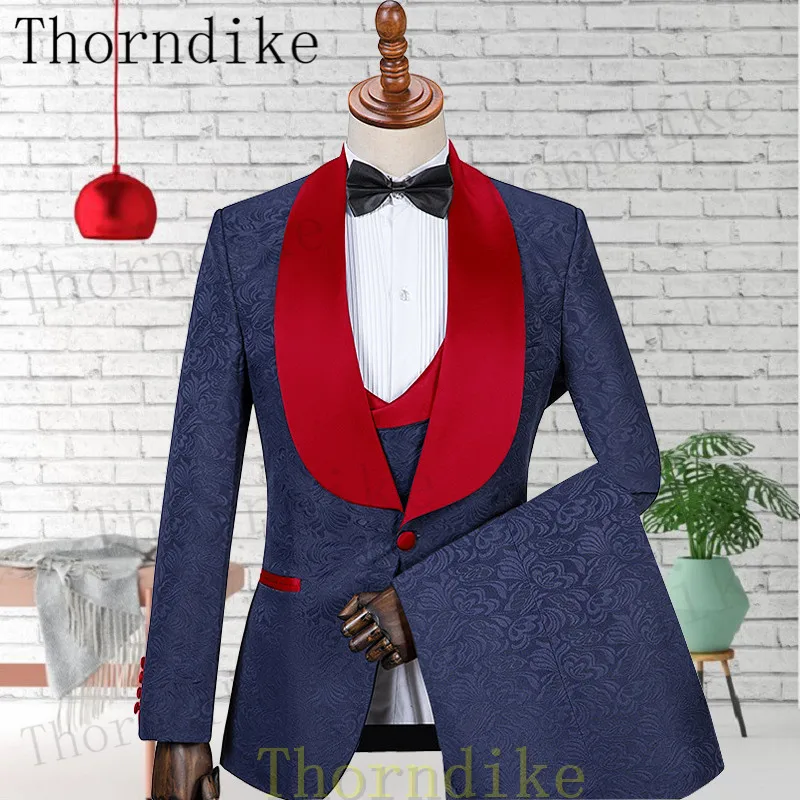 

Thorndike Latest Design Handsome Wedding Suits Slim Fit Groom Tuxedos Formal Shawl Lapel Groomsman Suits (Jacket+Pants+Vest）