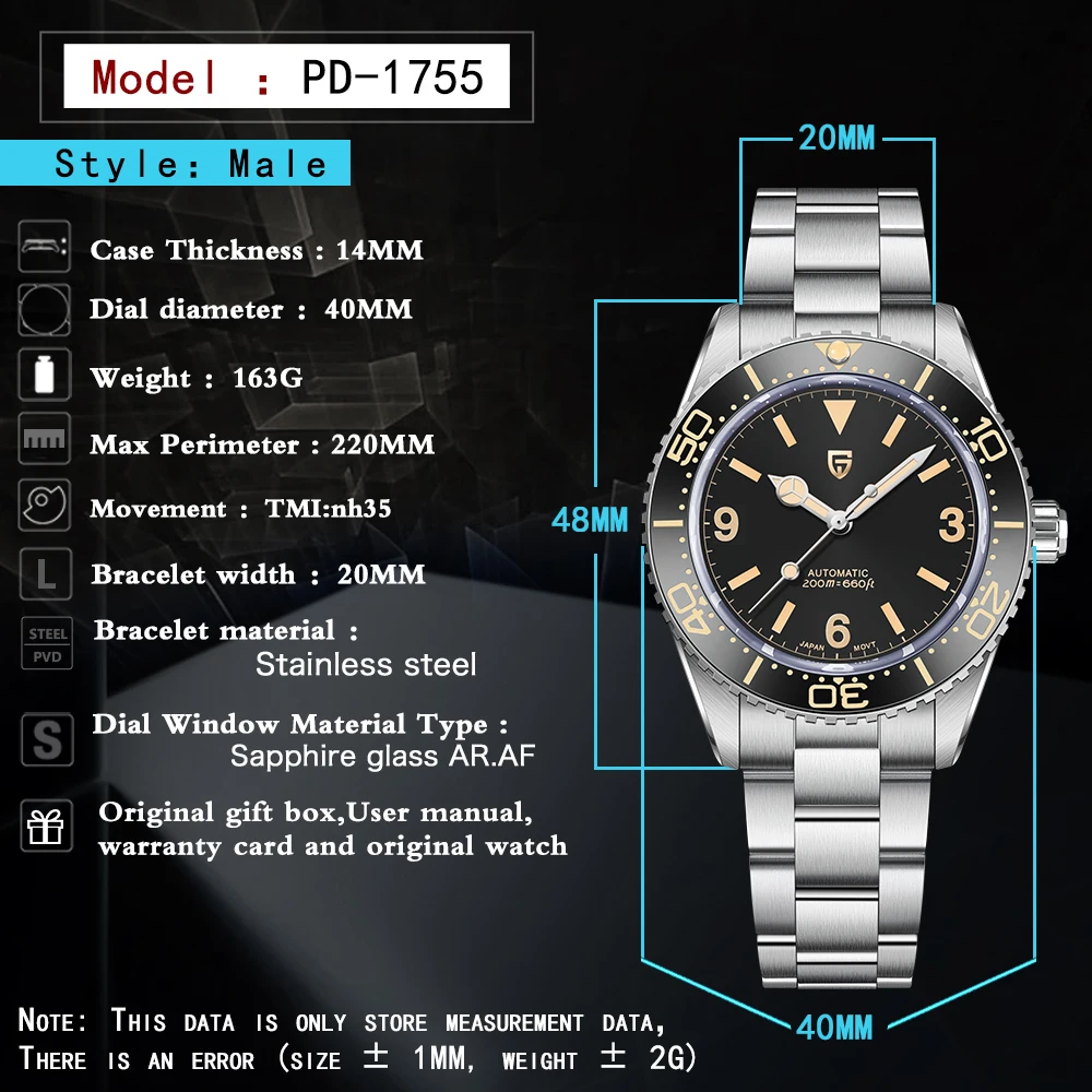 PAGANI DESIGN 2024 Роскошные мужские часы NH35 20 Bar Ретро автоматические для мужчин