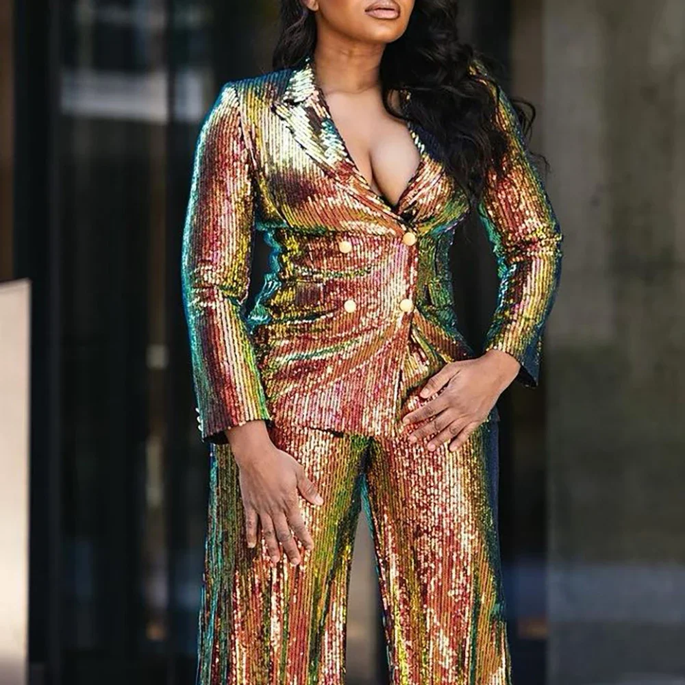 Женский комплект из двух предметов с длинными рукавами и широкими брюками