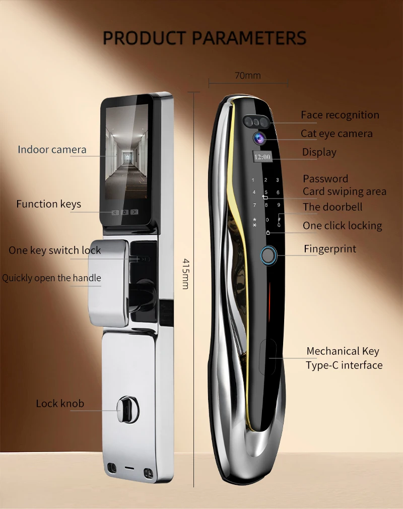 oor Lock Домофон с отпечатком пальца Wi-Fi Умный дверной замокPLM-1 3D Засов для лица Smart D (art.: 3920d3ed81eda) - 3920d3ed81eda