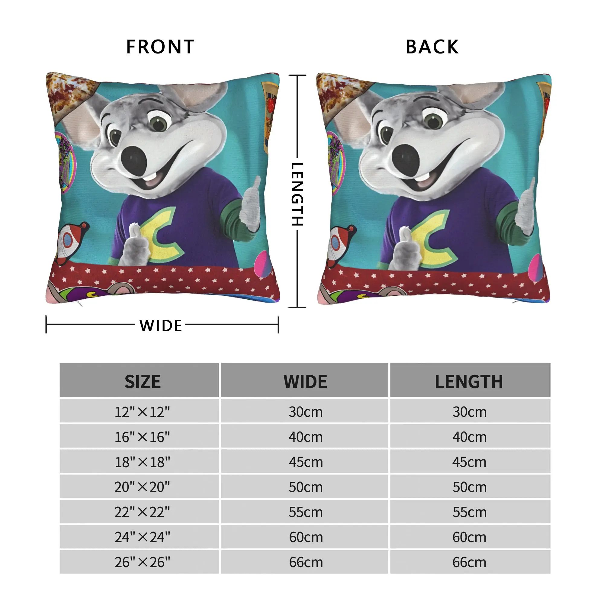 Фото Чехол для подушки Chuck E Cheese Pizza Food Lover, дизайнерский чехол для подушки Kawaii, наволочка для дивана, автомобиля, домашний декор №3