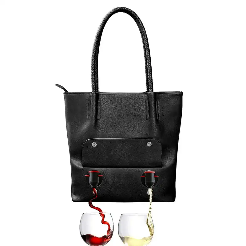 

Double Pour Vegan Tote (Onyx) - Fashionable Purse With Hidden