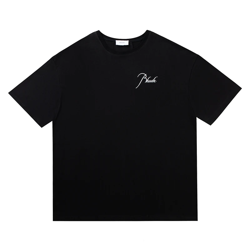 

RHUDE New Classic Ink Painting Print T-shirt High Street Abstract Letters Loose Short-Sleeved