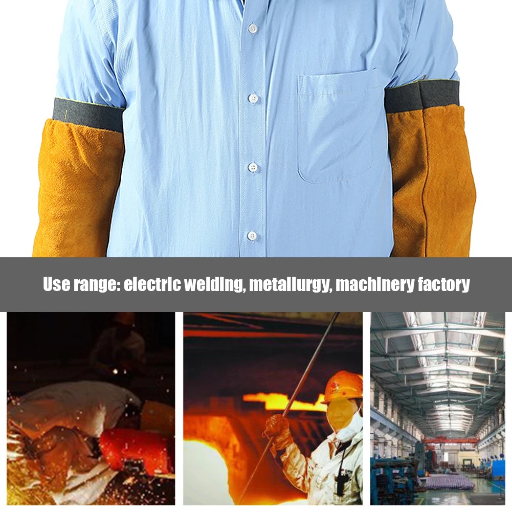 

Leather Welding Sleeves Split Cowhide Leather Sleeves Flame/kitchen/Heat Resistant Approved Welder Arm Protective Sleeves