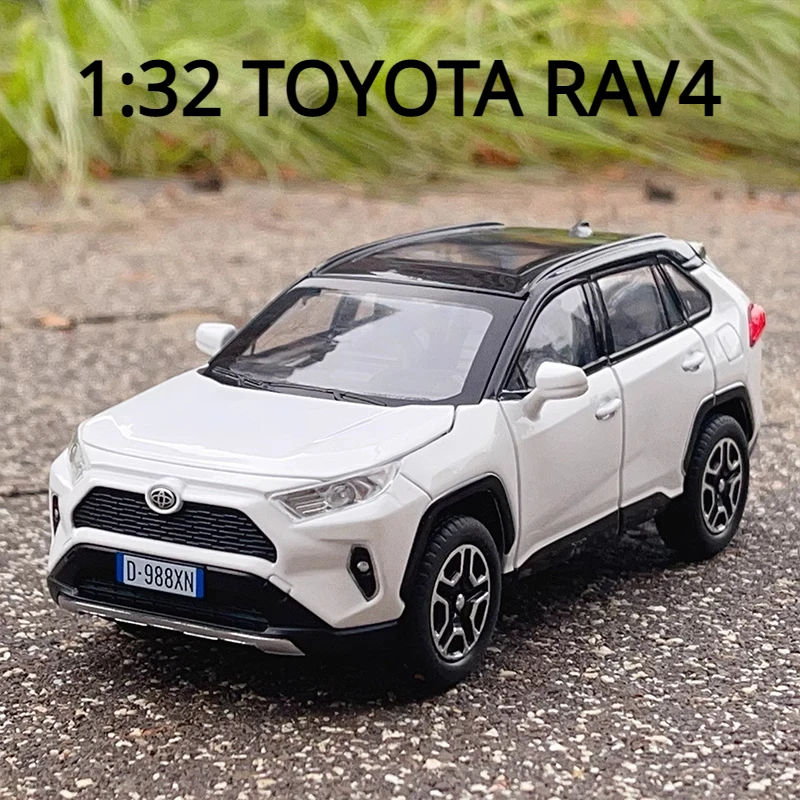 1:32 Toyota RAV4 off-road car High Simulation Diecast Metal Alloy Model car Sound Light Pull Back Collection Kids Toy Gifts F566